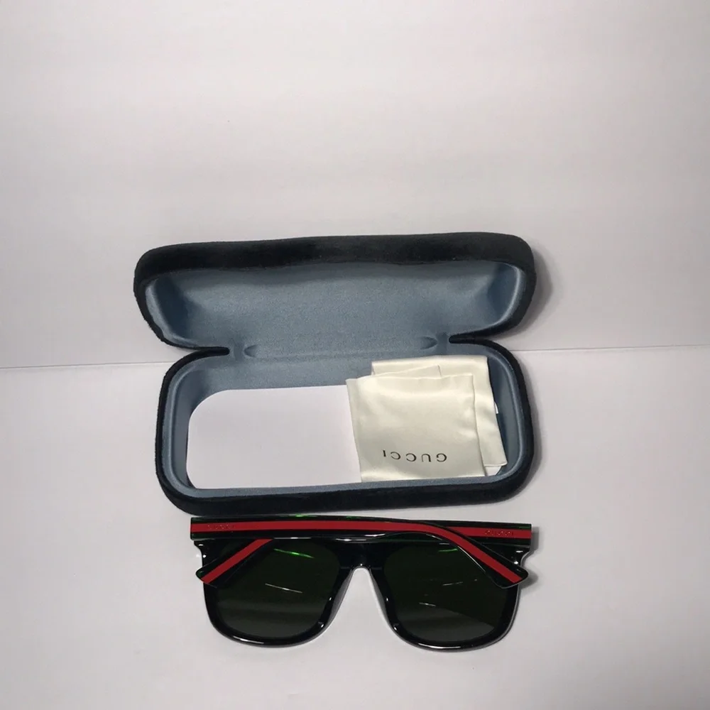New Authentic GUCCI GG0057SKN 56MM Sunglasses – Black/Green